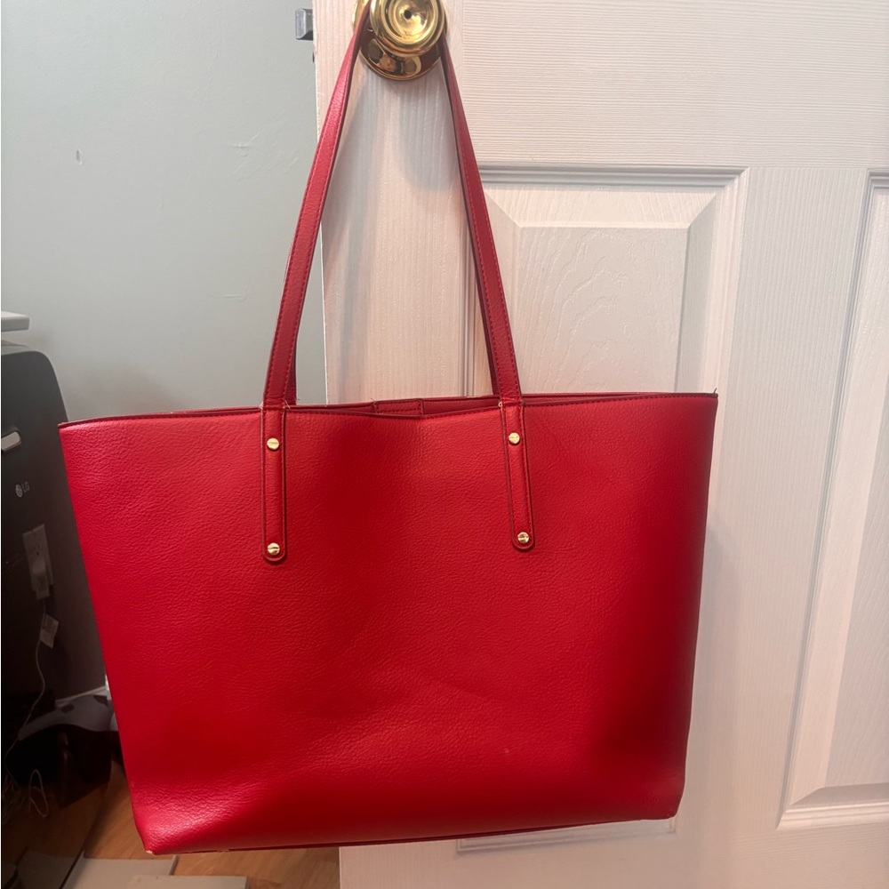 Red Leather Tote Bag